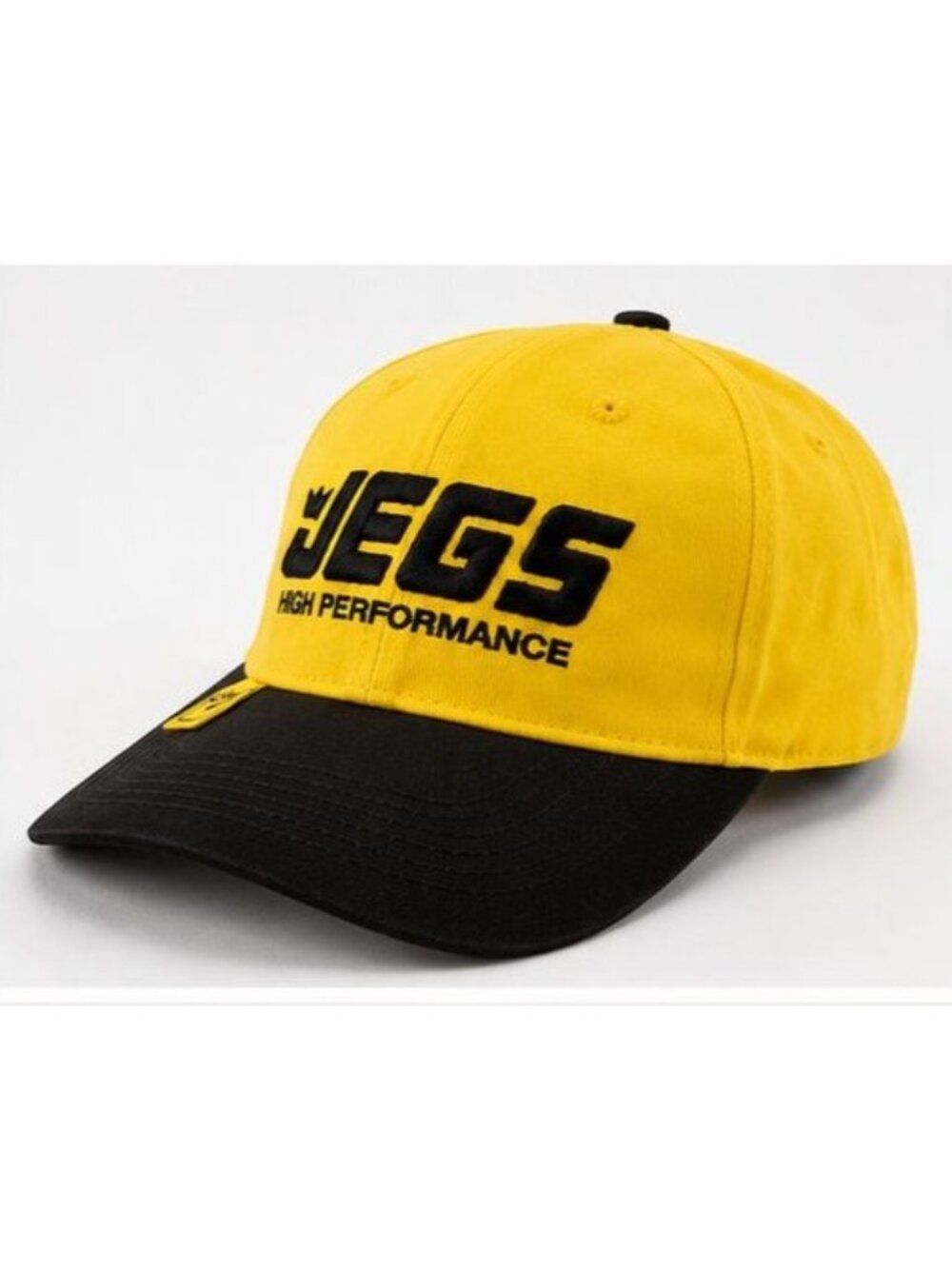 JEGS High Performance Yellow Black Adjustable Racing Hat Cap Strapback - Picture 3 of 6